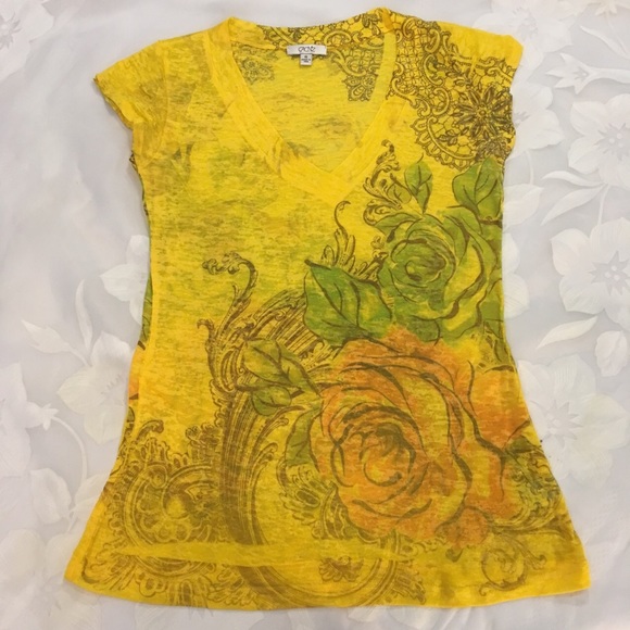 Cache Tops - Cache Sheer Yellow Top